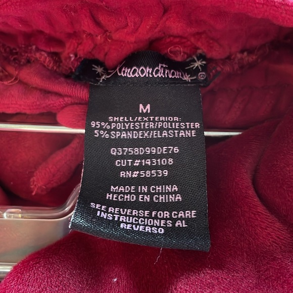 Xtraordinary Velour Track Suit, Deep Red w/ bedazzled Hearts on Sleeve, girls M - Picture 9 of 14